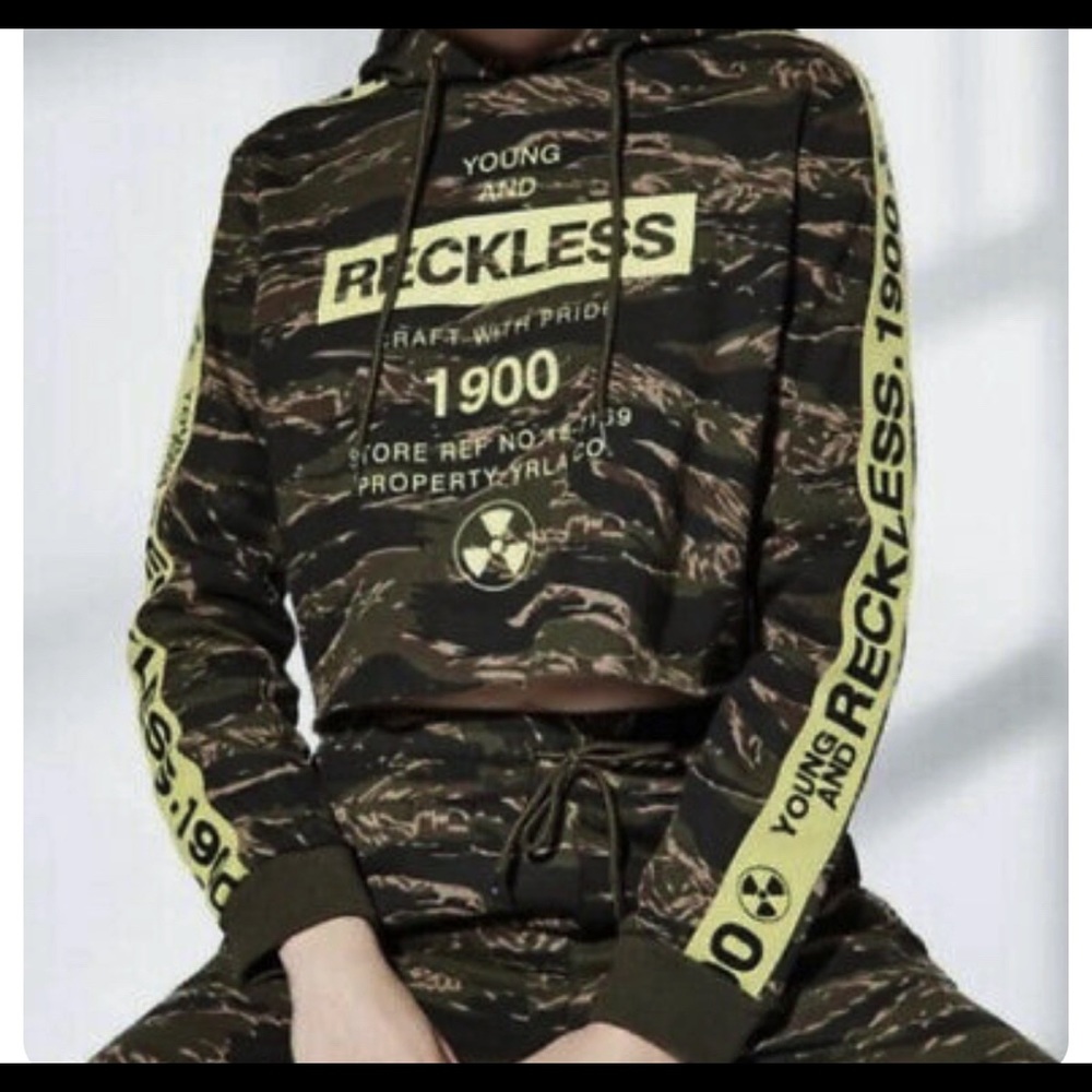 Young & Reckless Camo Crop Hoodie